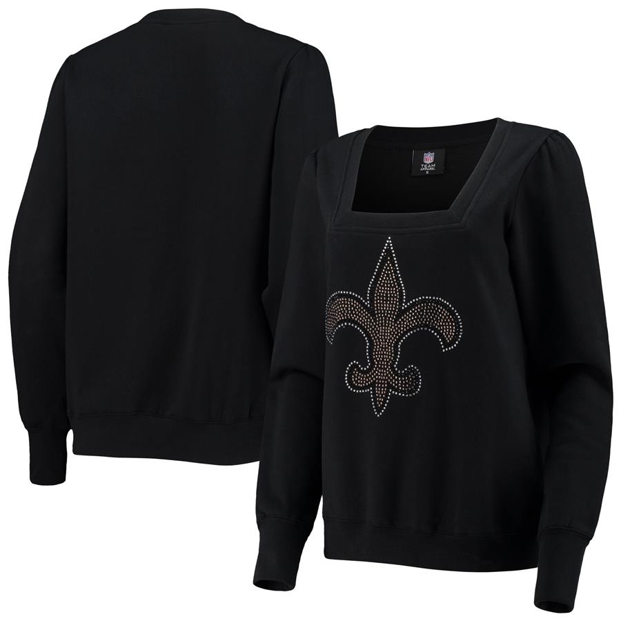 New Orleans Saints Cuce Women's Winners Square Neck Pullover Sweatshirt - Black