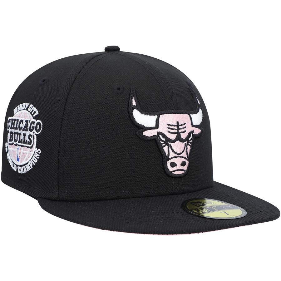 Chicago Bulls New Era 6x NBA Finals Champions Side Patch Collection 59FIFTY Fitted Hat - Black