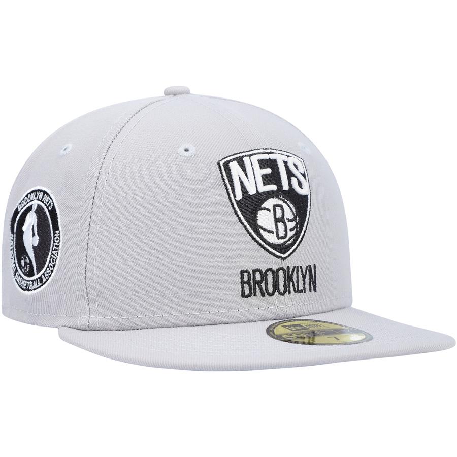 Brooklyn Nets New Era Team Logoman 59FIFTY Fitted Hat - Gray