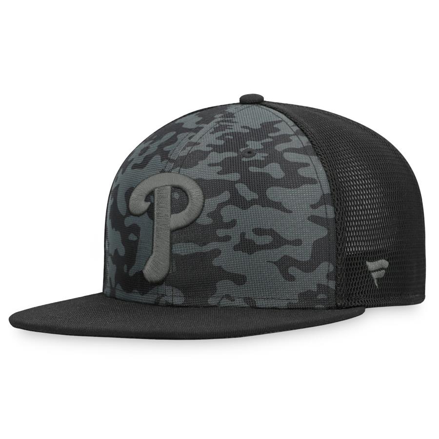Philadelphia Phillies Fanatics Branded Camo Mesh Snapback Hat - Black