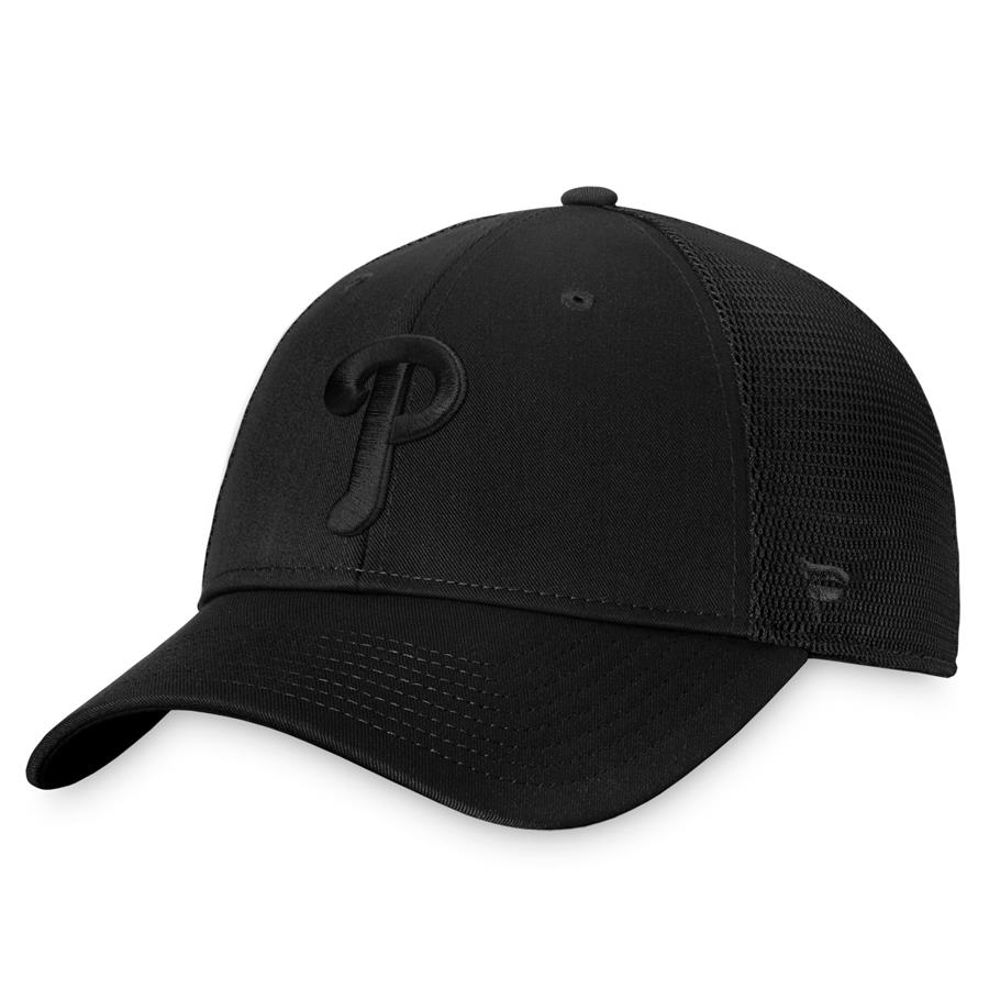 Philadelphia Phillies Fanatics Branded Blackout Trucker Snapback Hat - Black