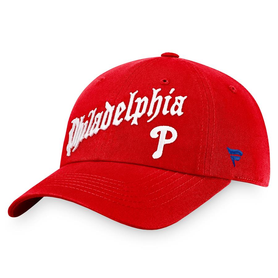 Philadelphia Phillies Fanatics Branded Iconic Old English Adjustable Hat - Red