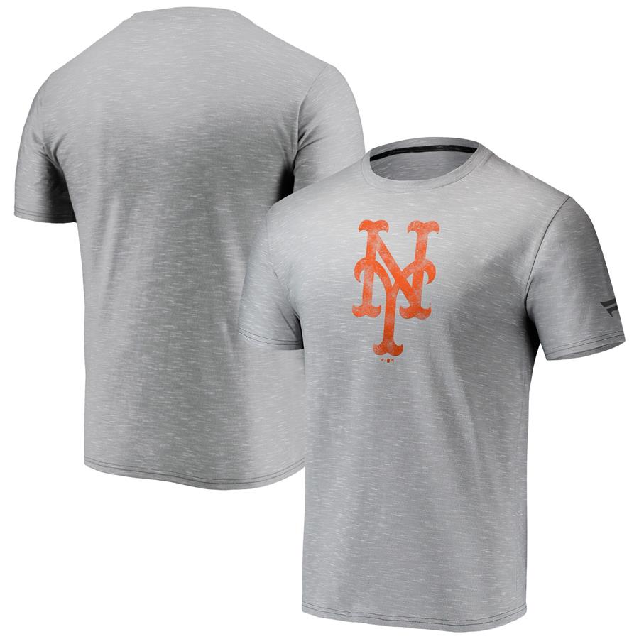 New York Mets Fanatics Branded Team Logo Space-Dye T-Shirt - Gray