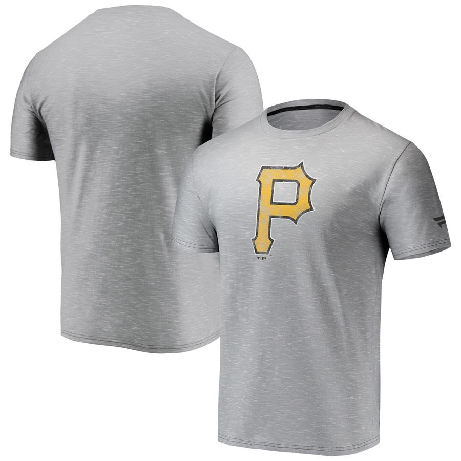 Pittsburgh Pirates Fanatics Branded Team Logo Space-Dye T-Shirt - Gray