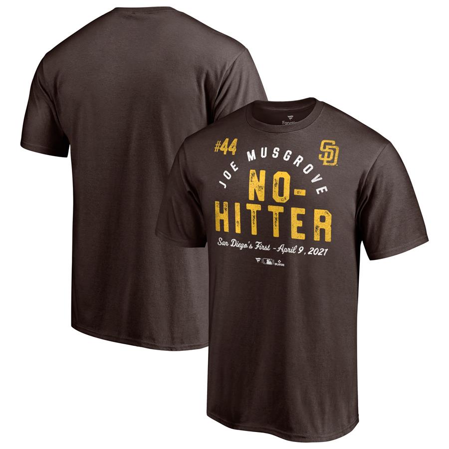 Joe Musgrove San Diego Padres Fanatics Branded 2021 No-Hitter T-Shirt - Brown