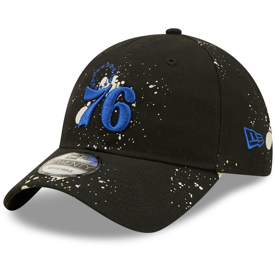 Philadelphia 76ers New Era Splatter 9TWENTY Adjustable Hat - Black