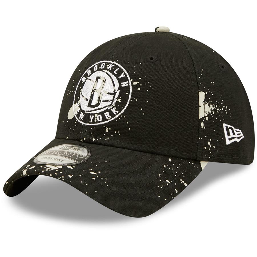 Brooklyn Nets New Era Splatter 9TWENTY Adjustable Hat - Black