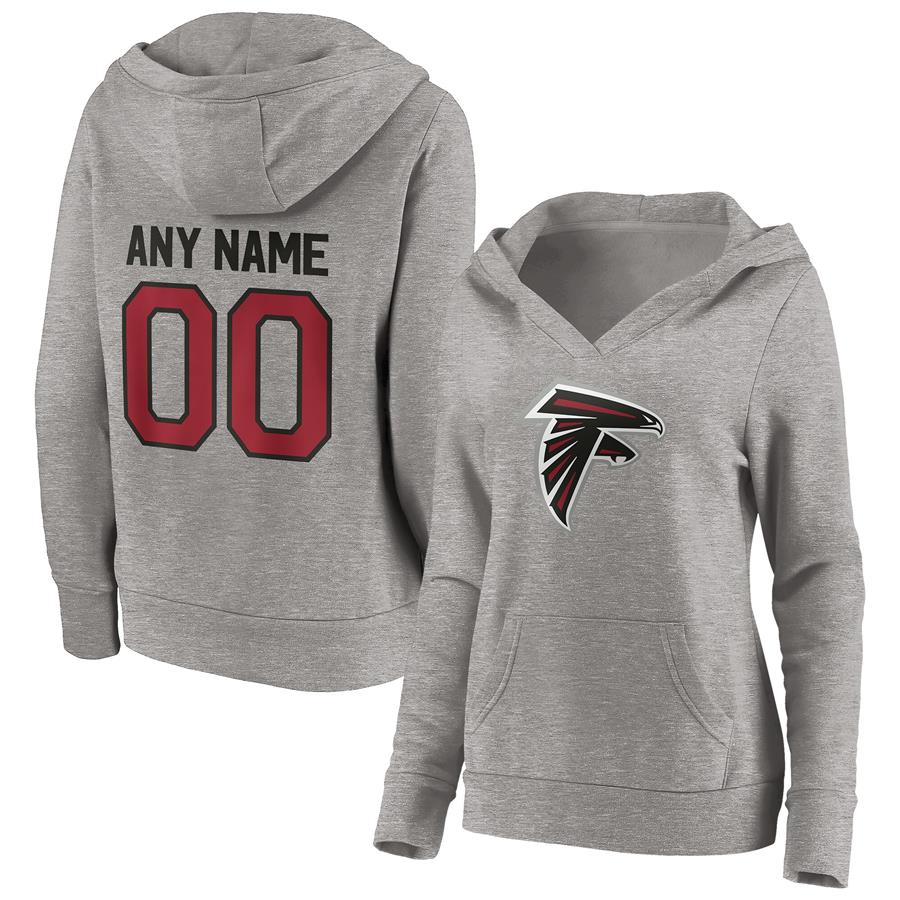 Atlanta Falcons Fanatics Branded Women's Personalized Winning Streak Name & Number V-Neck Pullover Hoodie - Heathered Gray