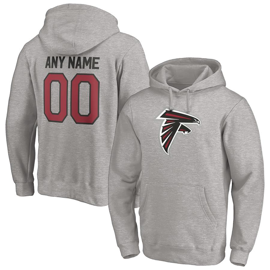 Atlanta Falcons Fanatics Branded Personalized Winning Streak Logo Name & Number Pullover Hoodie - Heathered Gray