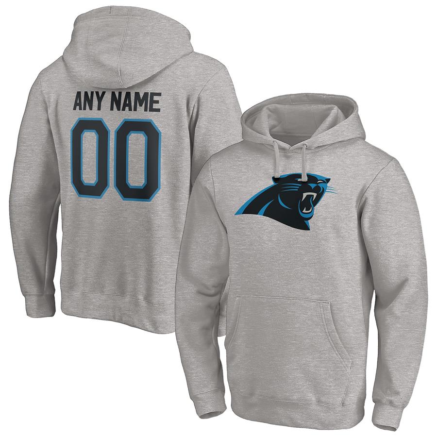 Carolina Panthers Fanatics Branded Personalized Winning Streak Logo Name & Number Pullover Hoodie - Heathered Gray