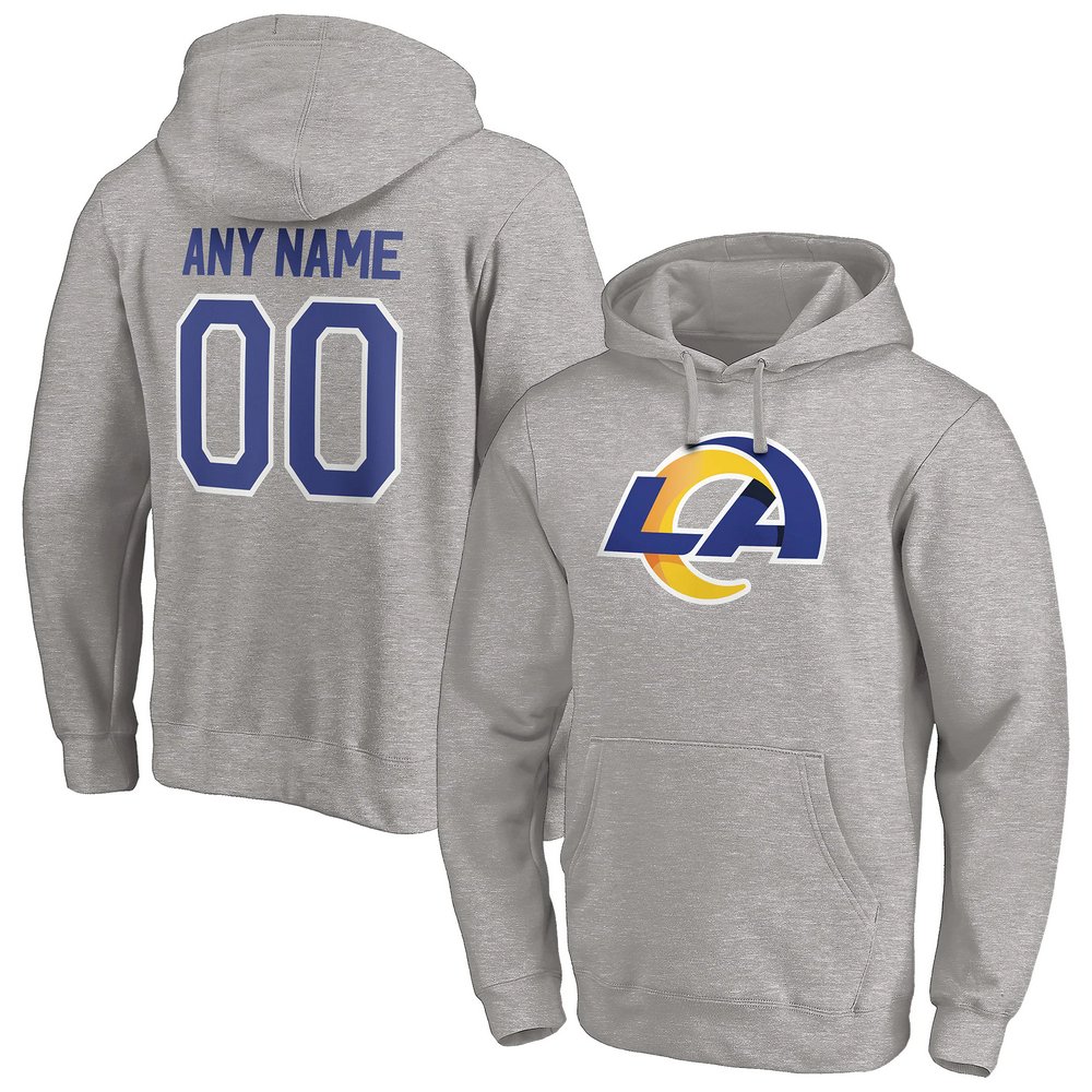 Los Angeles Rams Fanatics Branded Personalized Winning Streak Logo Name & Number Pullover Hoodie - Heathered Gray