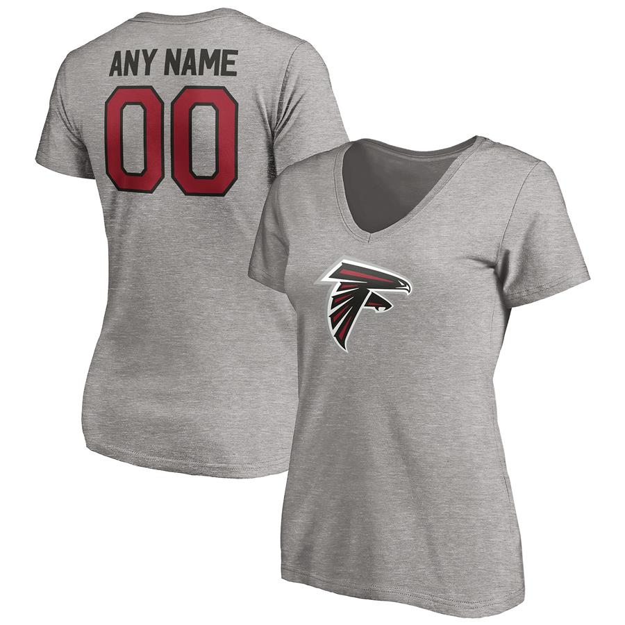 Atlanta Falcons Fanatics Branded Women's Personalized Winning Streak Logo Name & Number V-Neck T-Shirt - Heathered Gray