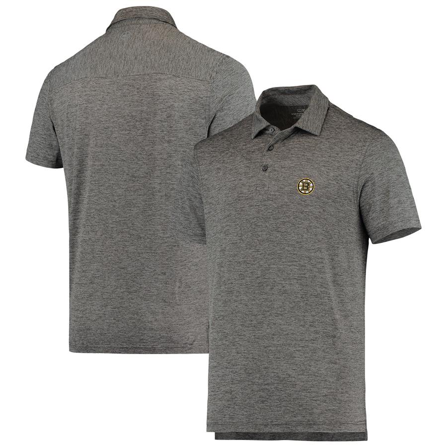 Boston Bruins Vineyard Vines Destin Stripe Polo - Charcoal