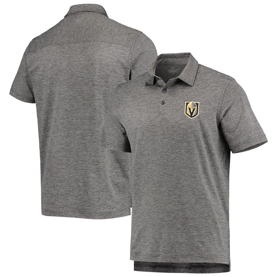 Vegas Golden Knights Vineyard Vines Destin Stripe Polo - Charcoal