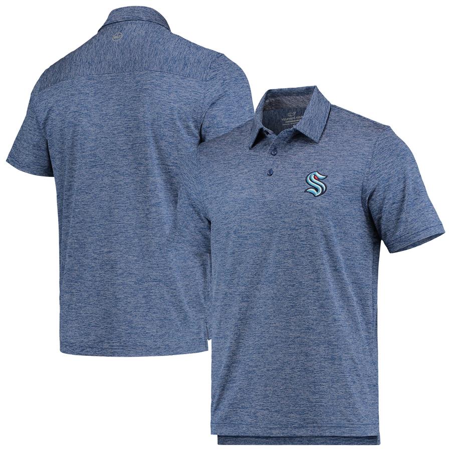 Seattle Kraken Vineyard Vines Destin Stripe Polo - Deep Sea Blue