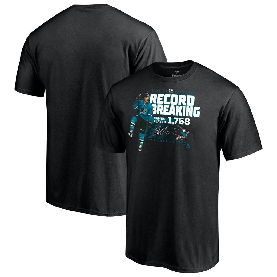 Patrick Marleau San Jose Sharks Fanatics Branded NHL Record Setter T-Shirt - Black