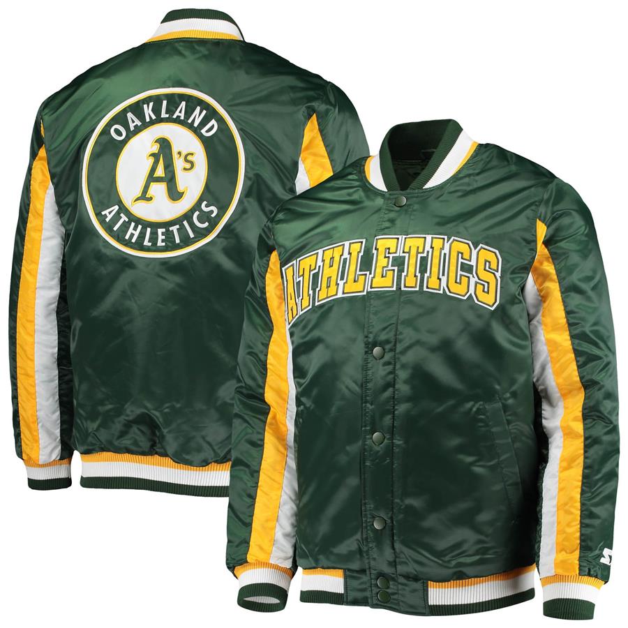 Oakland Athletics Starter The Ace Satin Full-Snap Jacket - Green
