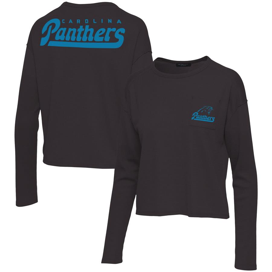 Carolina Panthers Junk Food Women's Pocket Thermal Long Sleeve T-Shirt - Black
