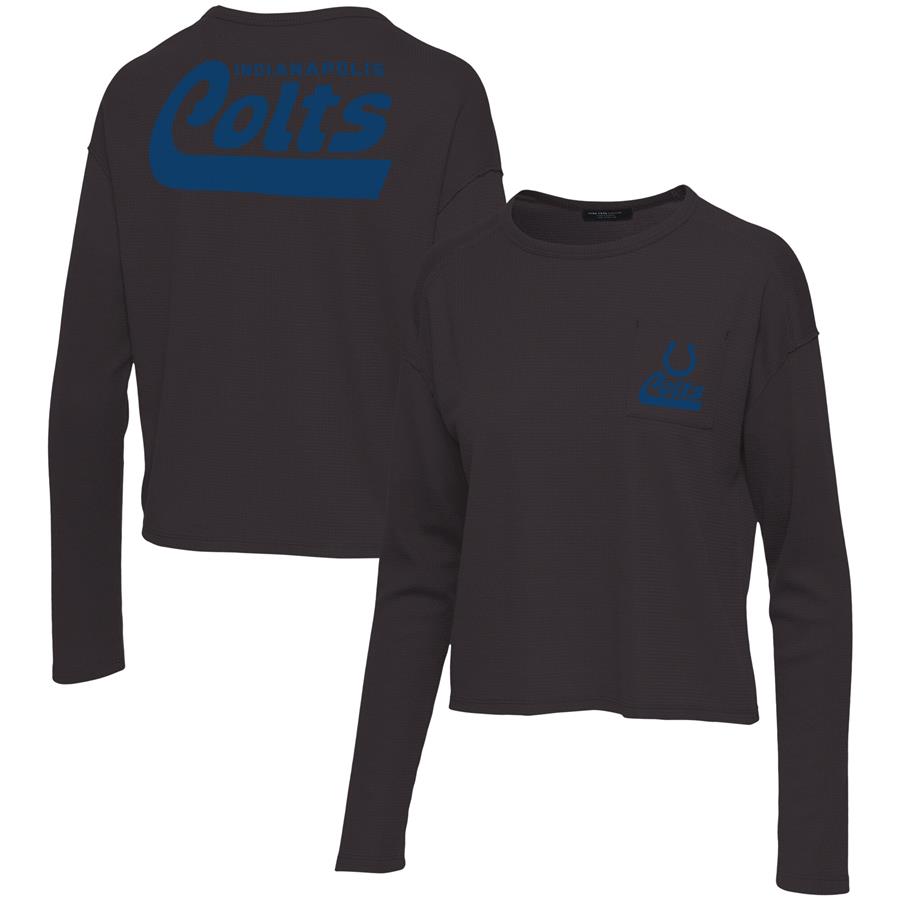 Indianapolis Colts Junk Food Women's Pocket Thermal Long Sleeve T-Shirt - Black