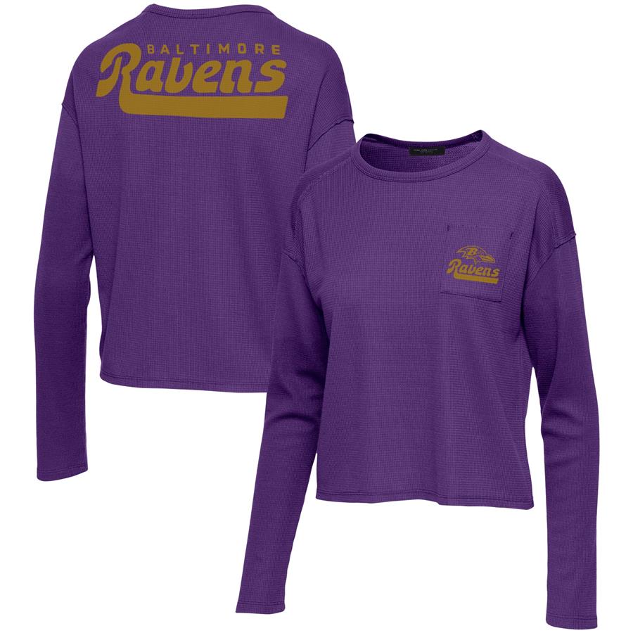 Baltimore Ravens Junk Food Women's Pocket Thermal Long Sleeve T-Shirt - Purple