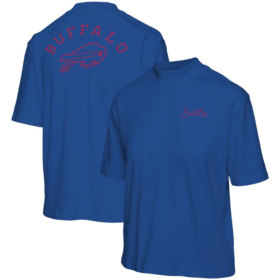 Buffalo Bills Junk Food Women's Half-Sleeve Mock Neck T-Shirt - Royal