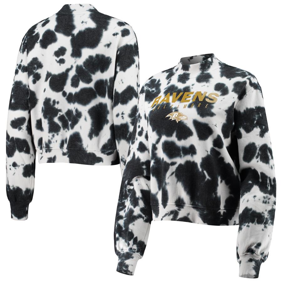 Baltimore Ravens Junk Food Women's Tie-Dye Cropped Pullover Sweatshirt - Black
