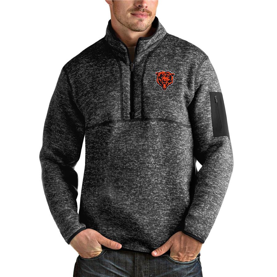 Chicago Bears Antigua Fortune Quarter-Zip Pullover Jacket - Heathered Black