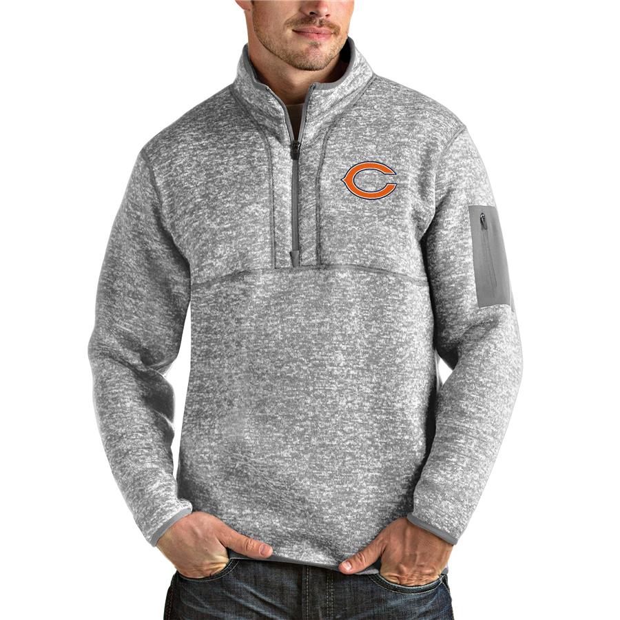 Chicago Bears Antigua Fortune Quarter-Zip Pullover Jacket - Heathered Gray