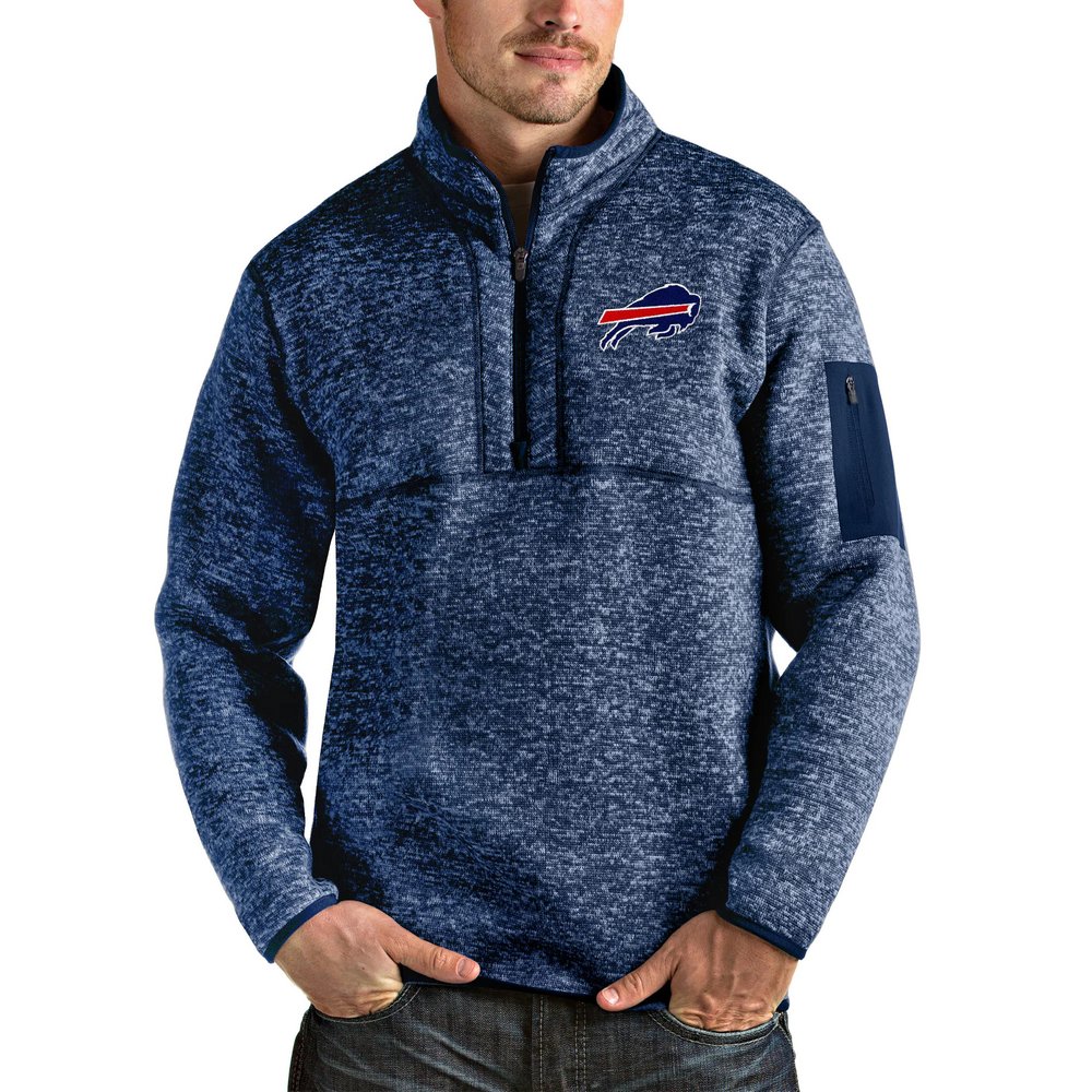 Buffalo Bills Antigua Fortune Quarter-Zip Pullover Jacket - Heathered Navy