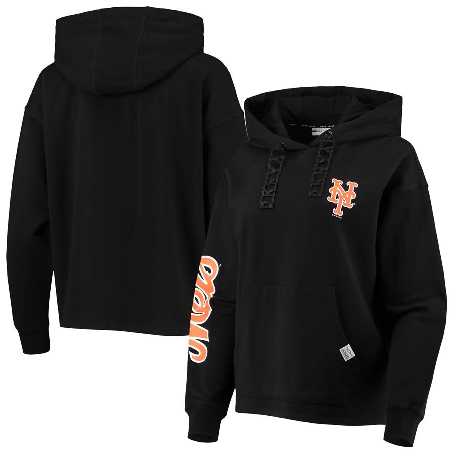 New York Mets DKNY Sport Women's Staci Pullover Hoodie - Black