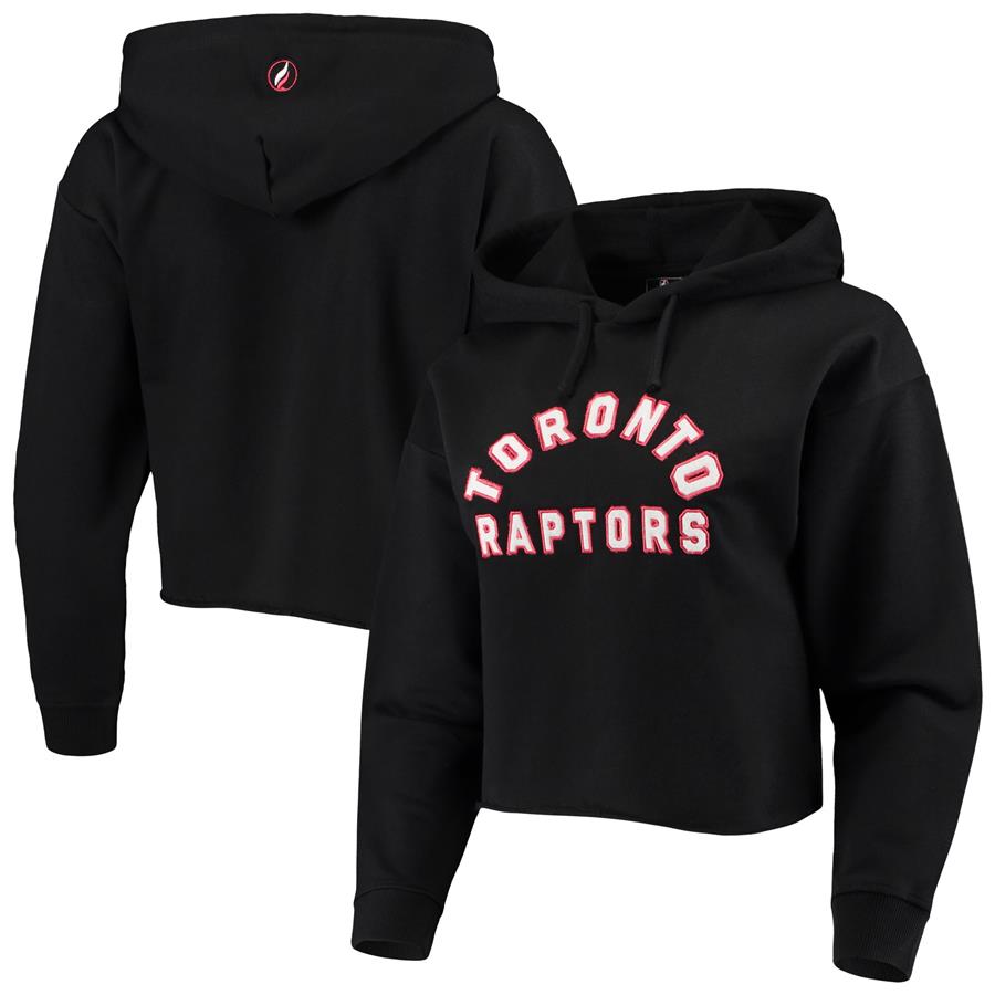 Toronto Raptors FISLL Women's Logo Cropped Pullover Hoodie - Black