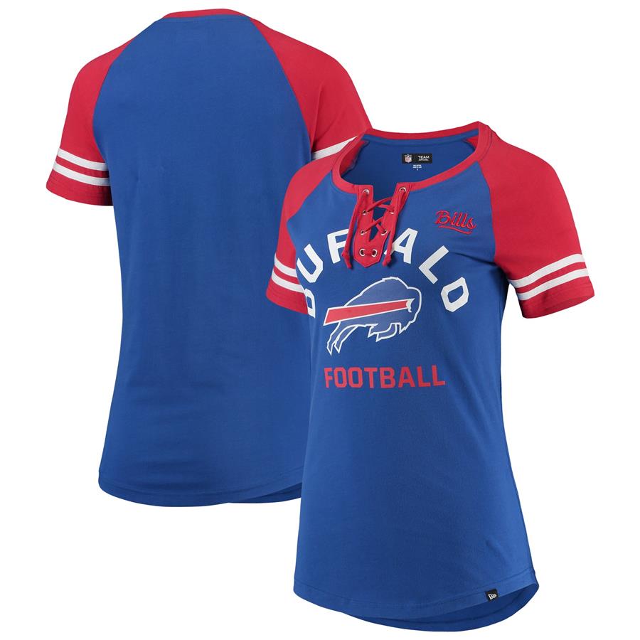 Buffalo Bills New Era Women's Lace-Up Raglan T-Shirt - Royal