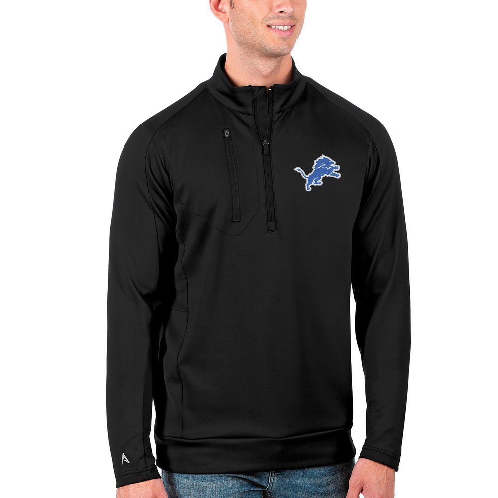 Detroit Lions Antigua Generation Quarter-Zip Pullover Jacket - Black