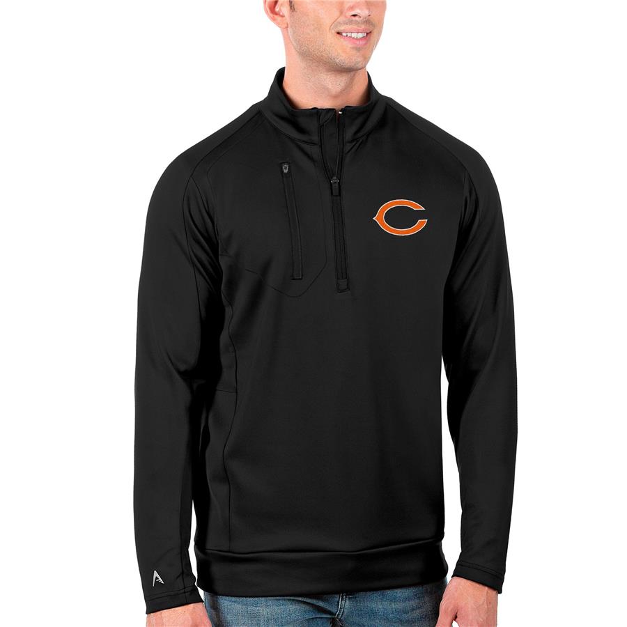 Chicago Bears Antigua Primary Logo Generation Quarter-Zip Pullover Jacket - Black