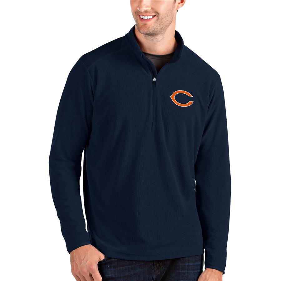 Chicago Bears Antigua Primary Logo Glacier Quarter-Zip Pullover Jacket - Navy