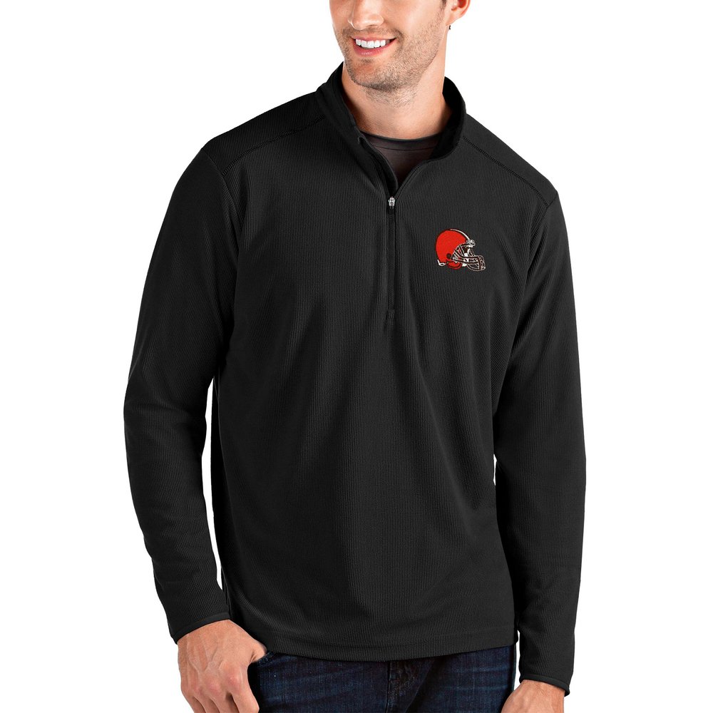 Cleveland Browns Antigua Glacier Quarter-Zip Pullover Jacket - Black