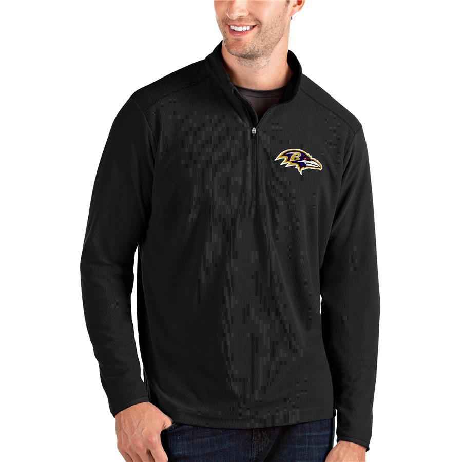 Baltimore Ravens Antigua Glacier Quarter-Zip Pullover Jacket - Black