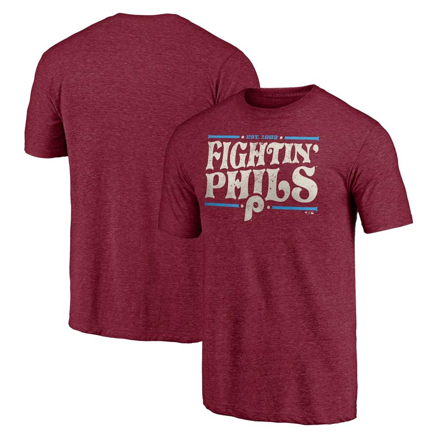Philadelphia Phillies Fanatics Branded Hometown Tri-Blend T-Shirt - Heathered Burgundy