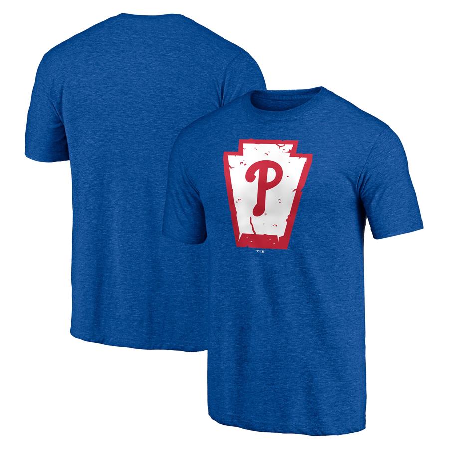 Philadelphia Phillies Fanatics Branded Hometown Collection Tri-Blend T-Shirt - Heathered Royal