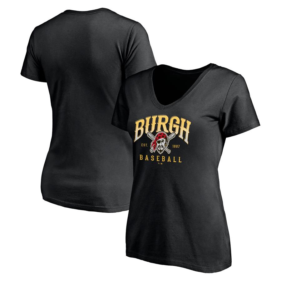 Pittsburgh Pirates Fanatics Branded Women's Hometown V-Neck T-Shirt - Black