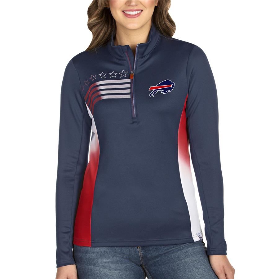 Buffalo Bills Antigua Women's Liberty Quarter-Zip Pullover Jacket - Navy