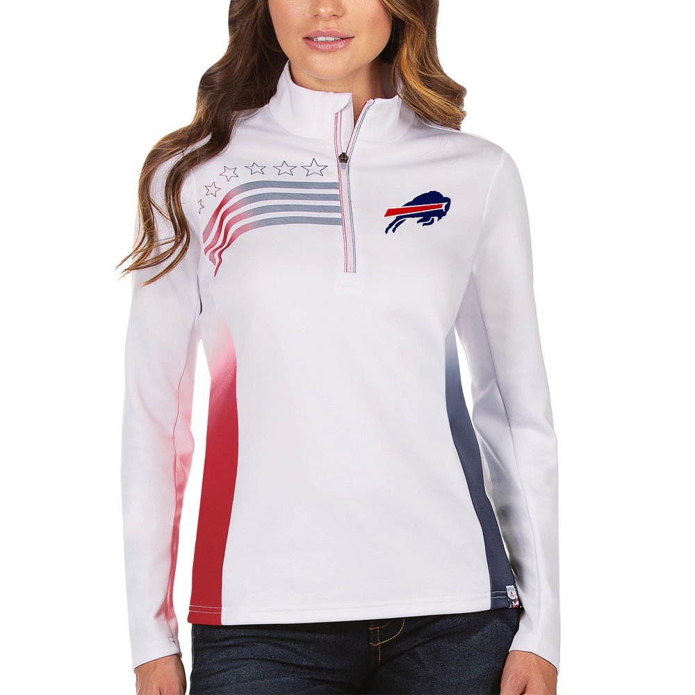 Buffalo Bills Antigua Women's Liberty Quarter-Zip Pullover Jacket - White