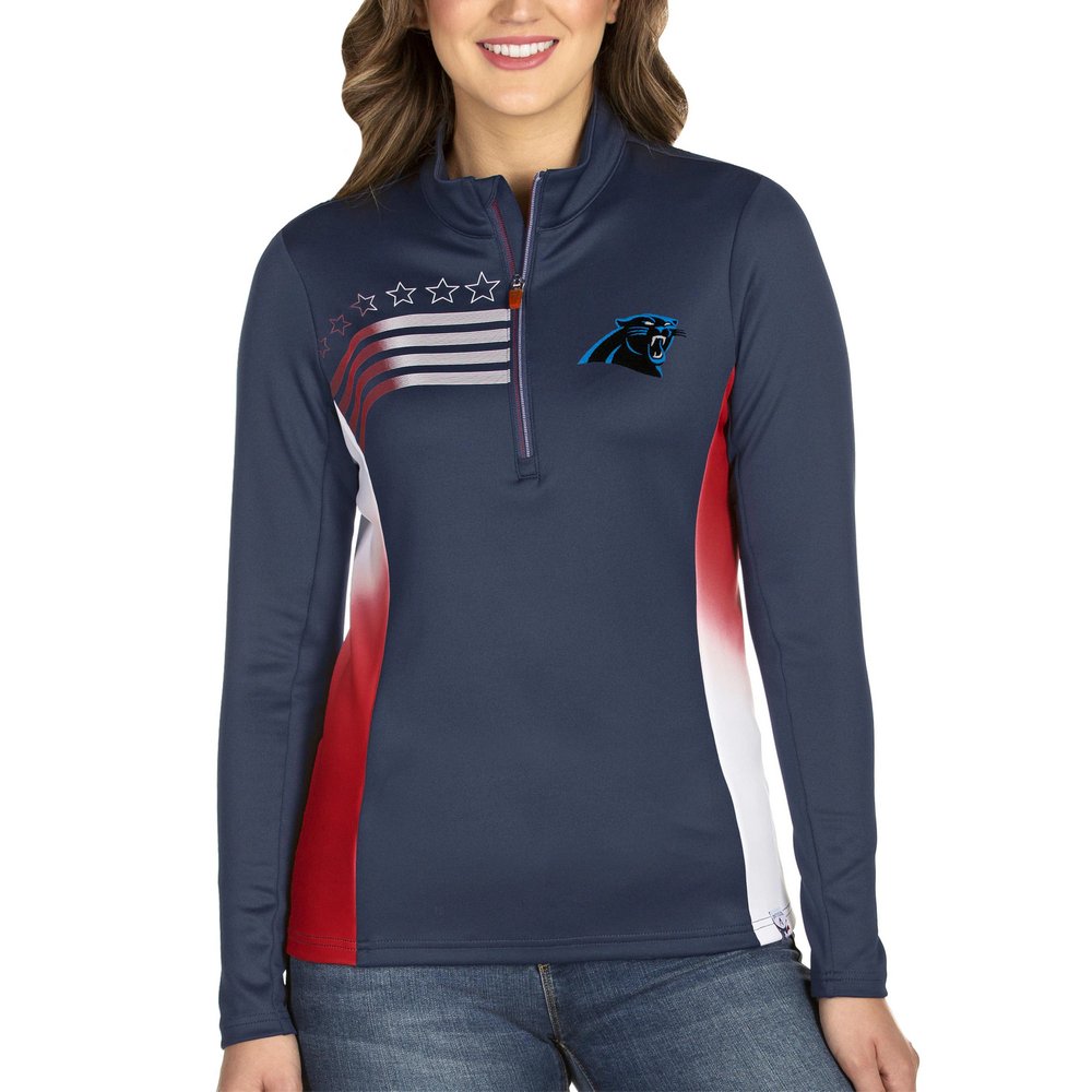 Carolina Panthers Antigua Women's Liberty Quarter-Zip Pullover Jacket - Navy