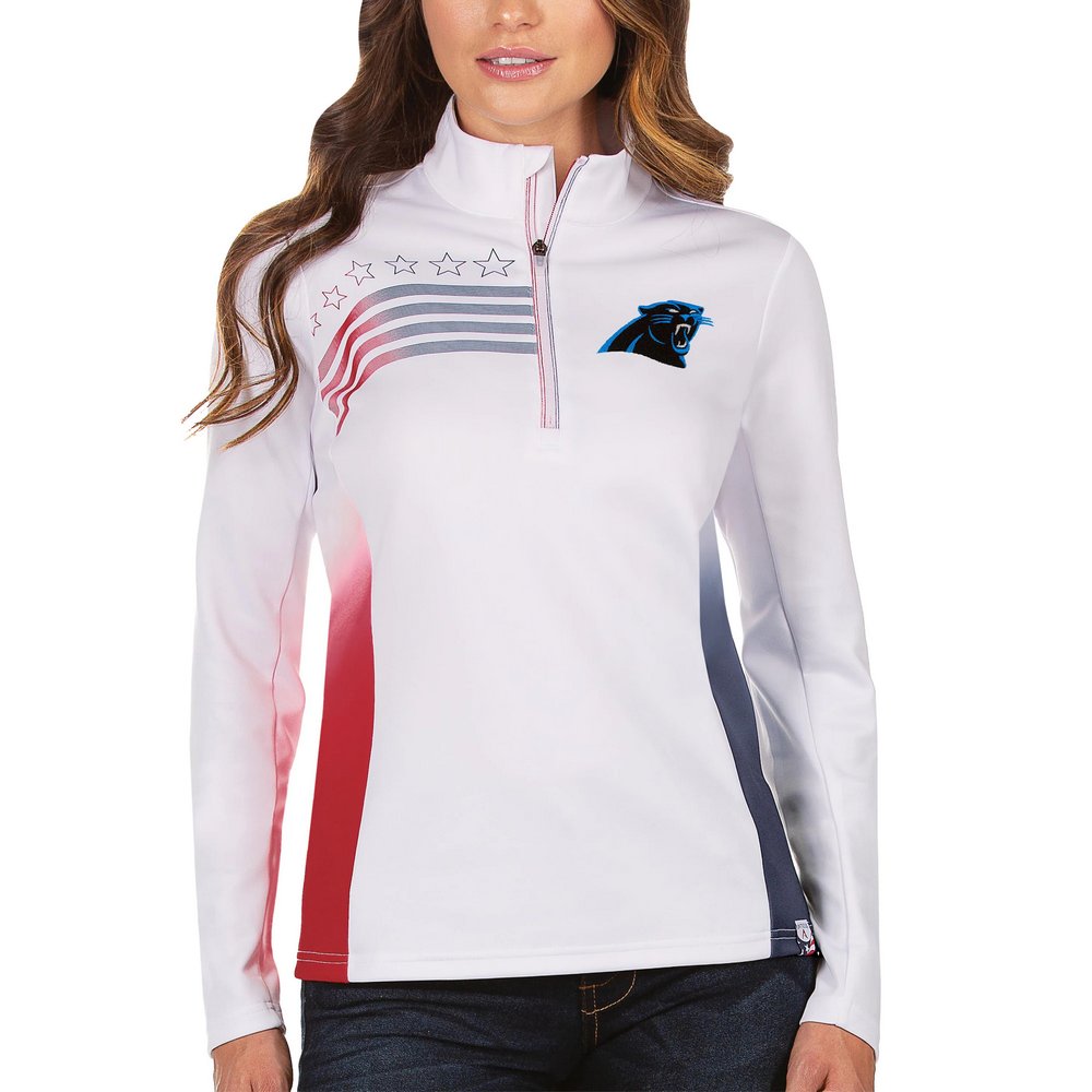 Carolina Panthers Antigua Women's Liberty Quarter-Zip Pullover Jacket - White