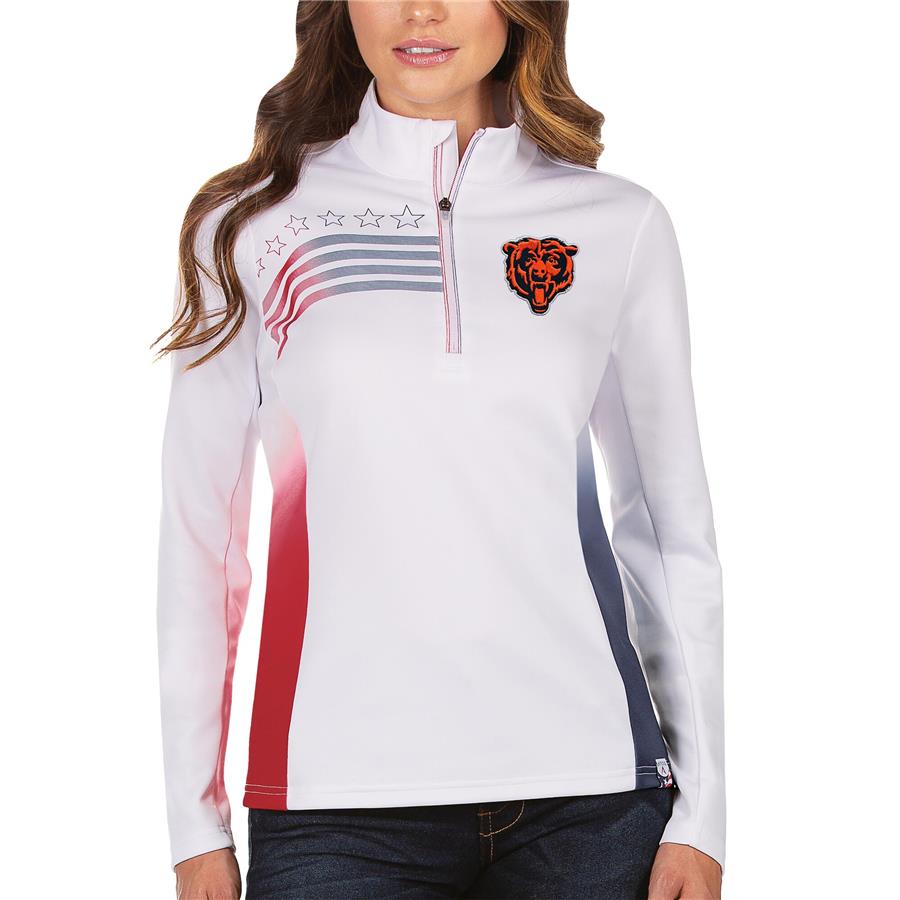 Chicago Bears Antigua Women's Liberty Quarter-Zip Pullover Jacket - White