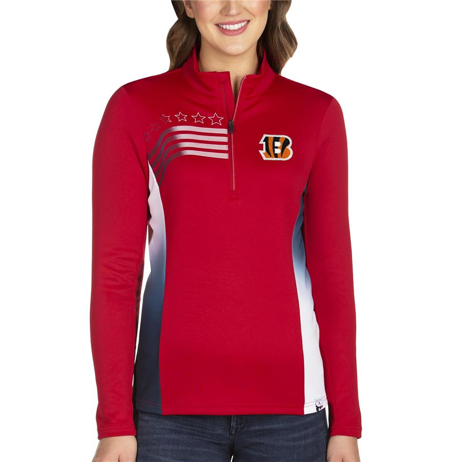 Cincinnati Bengals Antigua Women's Liberty Quarter-Zip Pullover Jacket - Red