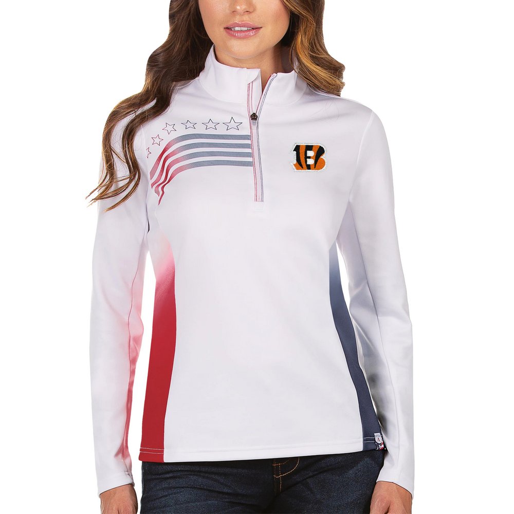Cincinnati Bengals Antigua Women's Liberty Quarter-Zip Pullover Jacket - White