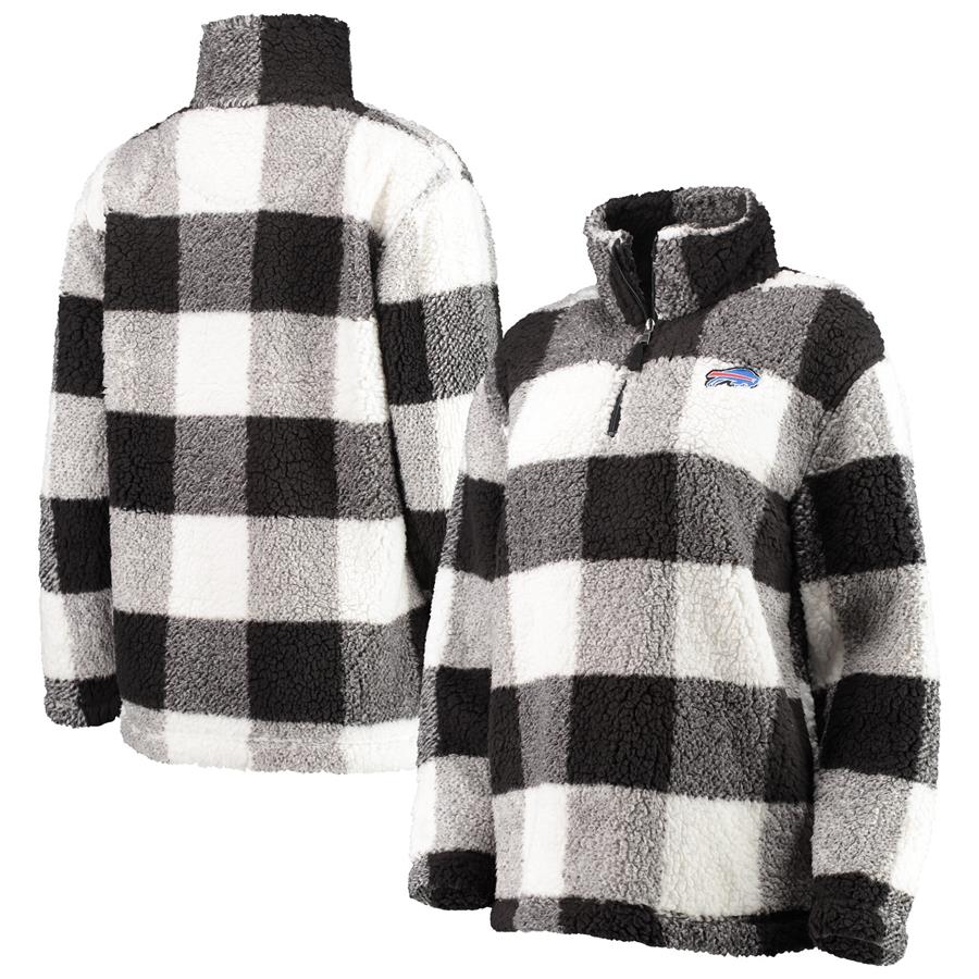Buffalo Bills G-III 4Her by Carl Banks Women's Sherpa Plaid Quarter-Zip Jacket - Black