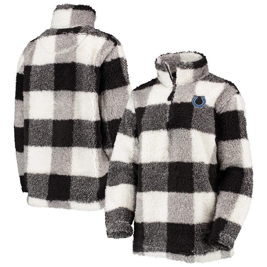 Indianapolis Colts G-III 4Her by Carl Banks Women's Sherpa Plaid Quarter-Zip Jacket - Black