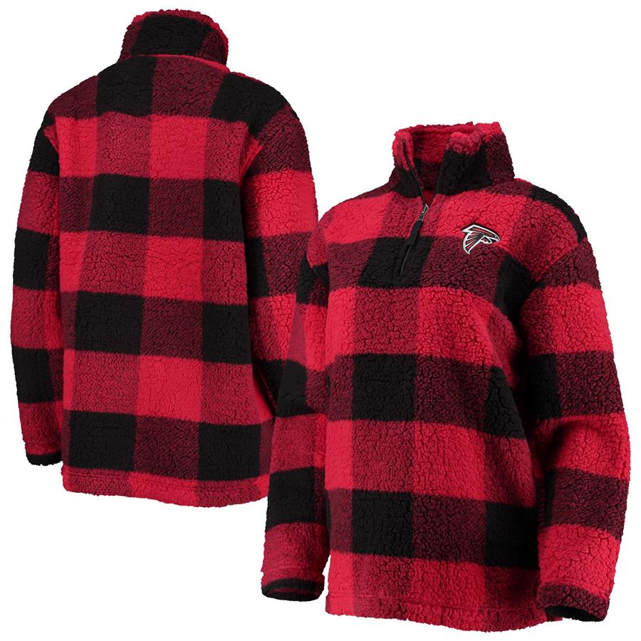 Atlanta Falcons G-III 4Her by Carl Banks Women's Sherpa Plaid Quarter-Zip Jacket - Red